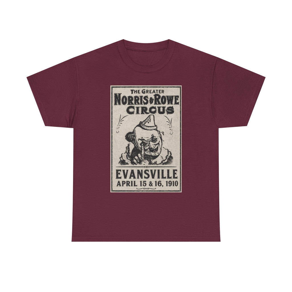 Vintage Circus T‑Shirt — The Greater Norris & Rowe Circus Evansville 1910 Poster Tee
