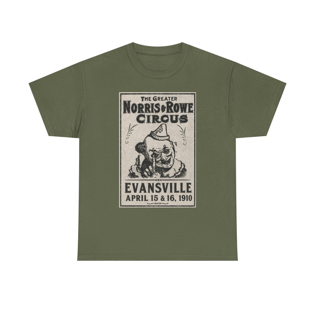 Vintage Circus T‑Shirt — The Greater Norris & Rowe Circus Evansville 1910 Poster Tee