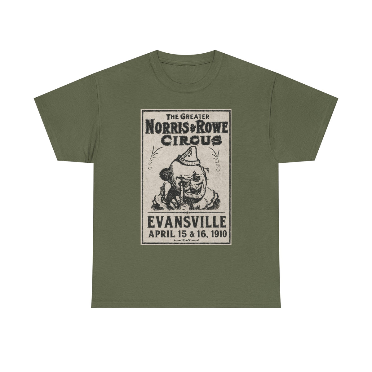 Vintage Circus T‑Shirt — The Greater Norris & Rowe Circus Evansville 1910 Poster Tee