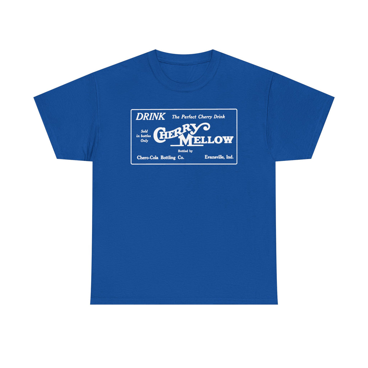 1922 Cherry Mellow Retro Beverage Logo Tee Evansville