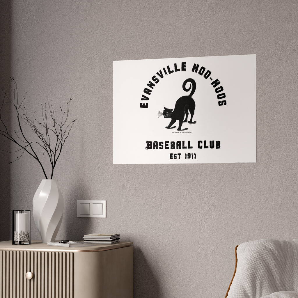 Evansville Hoo-Hoos Baseball Club Gloss Poster – Vintage Black Cat Team Print