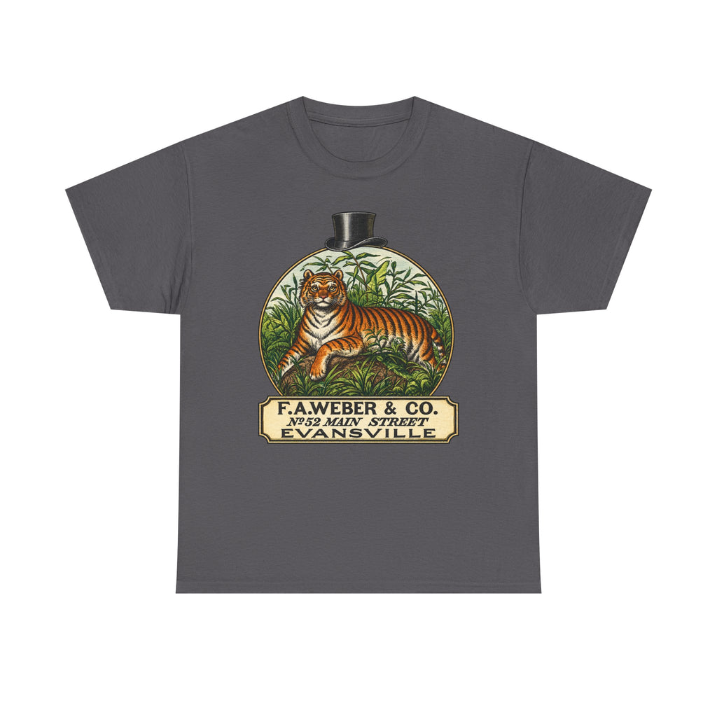 Goofy Tiger Crest Tee —1870 F.A. Weber & Co. Evansville Vintage Logo T-Shirt
