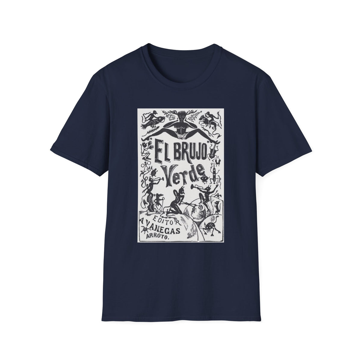 El Brujo Verde T-Shirt — Vintage Mexican Folk Art Design
