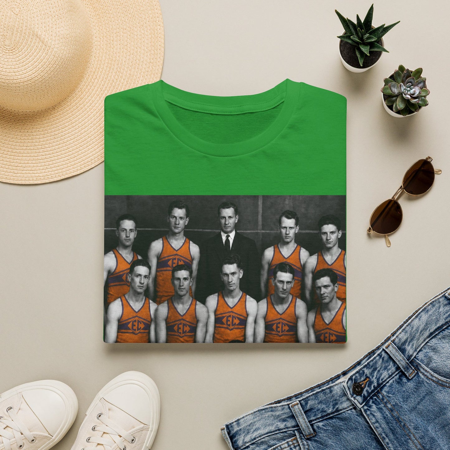Vintage 1924 Evansville College Basketball Photo T-Shirt