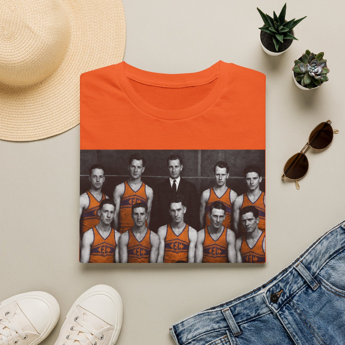 Vintage 1924 Evansville College Basketball Photo T-Shirt