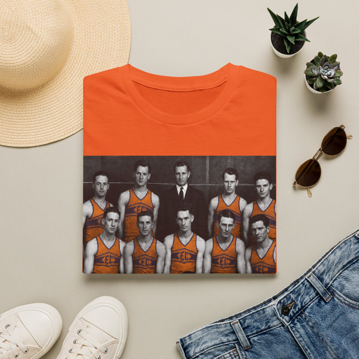 Vintage 1924 Evansville College Basketball Photo T-Shirt