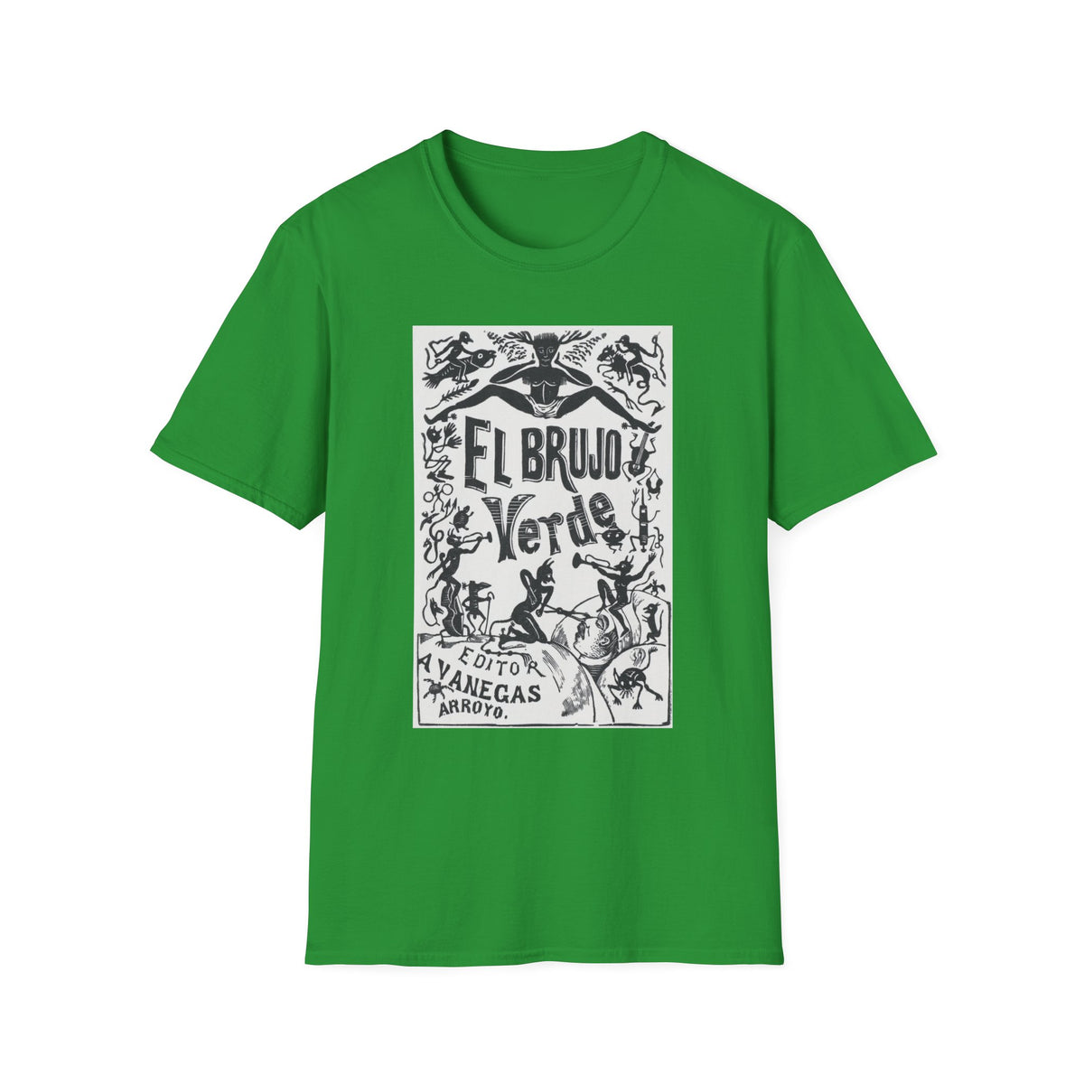 El Brujo Verde T-Shirt — Vintage Mexican Folk Art Design
