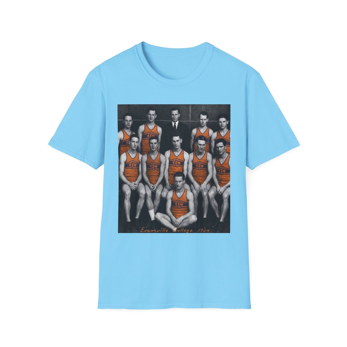 Vintage 1924 Evansville College Basketball Photo T-Shirt
