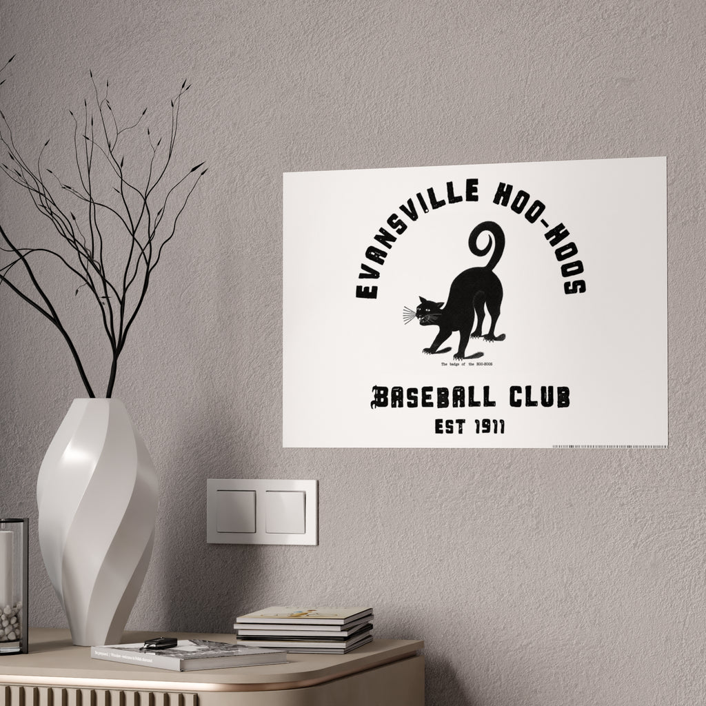 Evansville Hoo-Hoos Baseball Club Gloss Poster – Vintage Black Cat Team Print