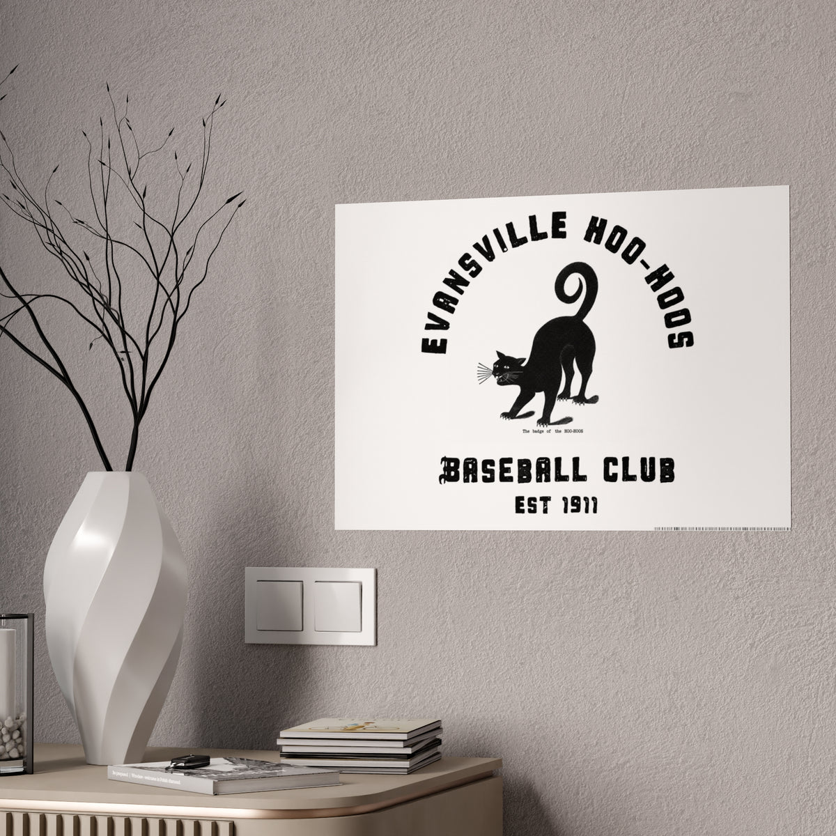Evansville Hoo-Hoos Baseball Club Gloss Poster – Vintage Black Cat Team Print