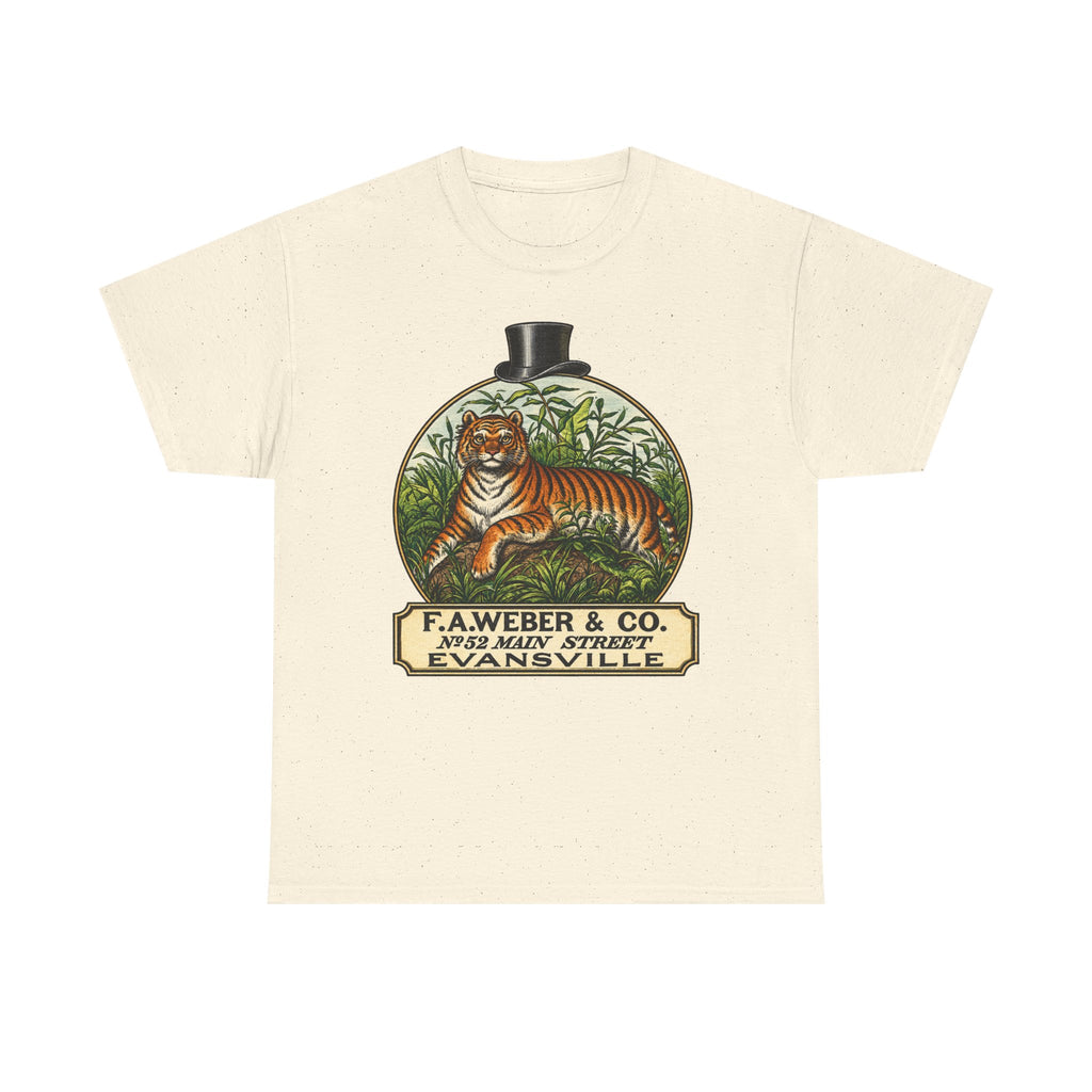 Goofy Tiger Crest Tee —1870 F.A. Weber & Co. Evansville Vintage Logo T-Shirt