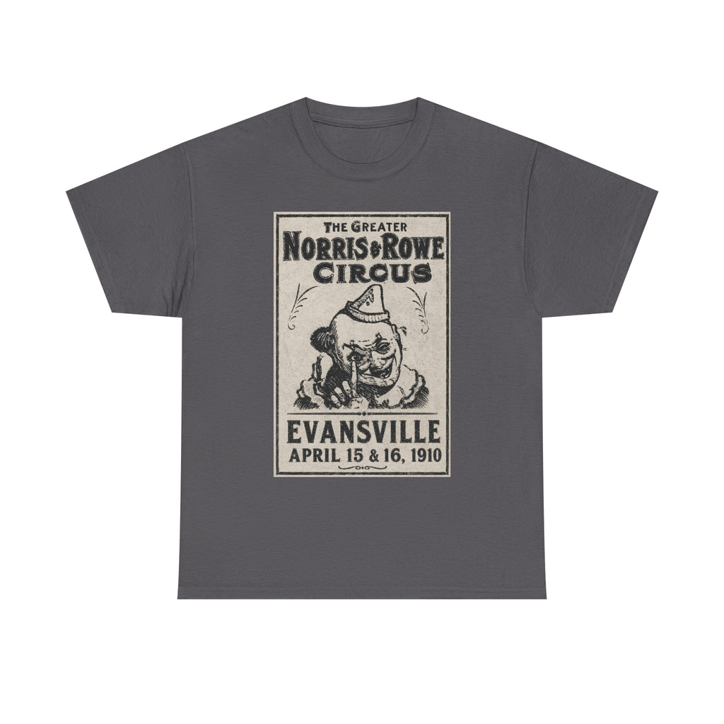 Vintage Circus T‑Shirt — The Greater Norris & Rowe Circus Evansville 1910 Poster Tee