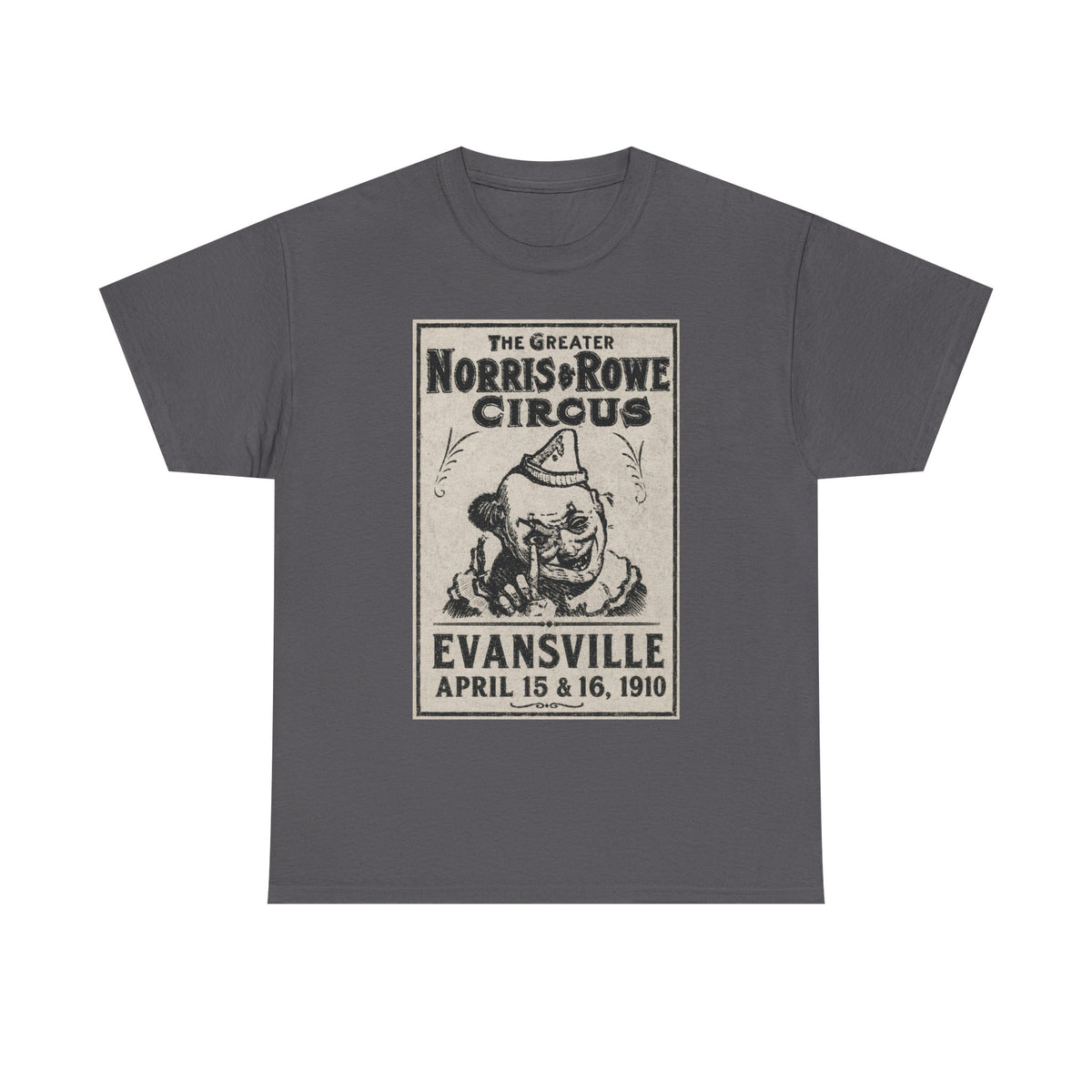 Vintage Circus T‑Shirt — The Greater Norris & Rowe Circus Evansville 1910 Poster Tee