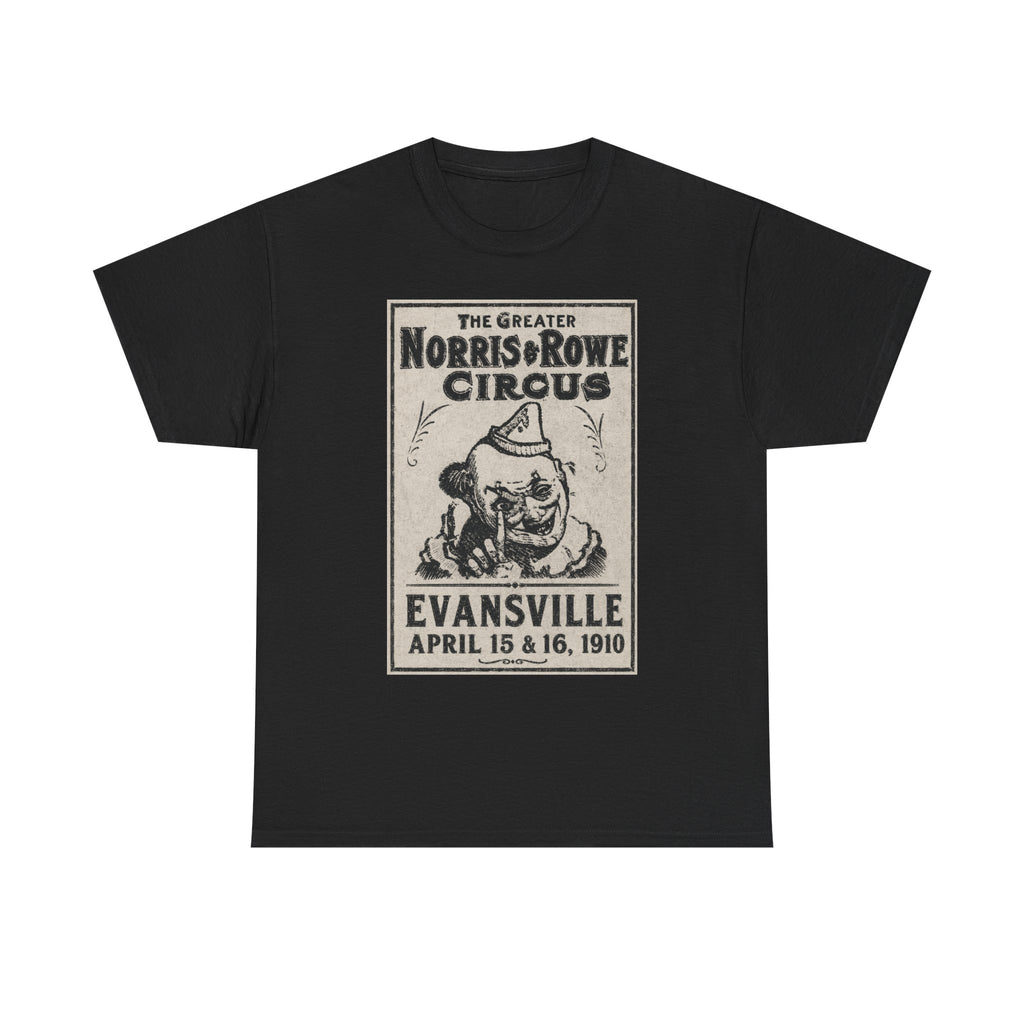Vintage Circus T‑Shirt — The Greater Norris & Rowe Circus Evansville 1910 Poster Tee