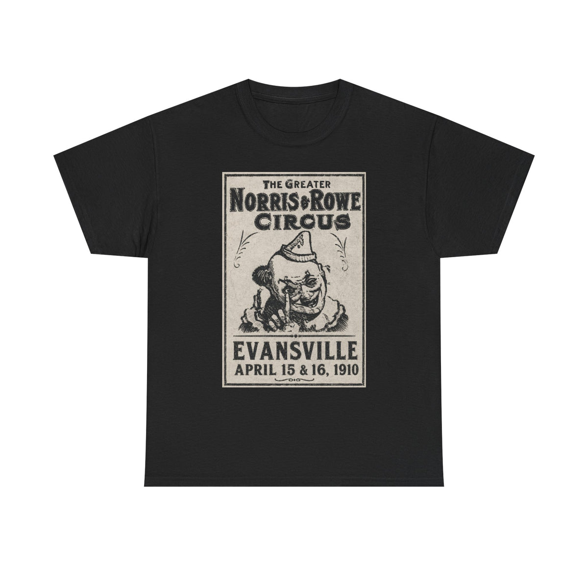 Vintage Circus T‑Shirt — The Greater Norris & Rowe Circus Evansville 1910 Poster Tee