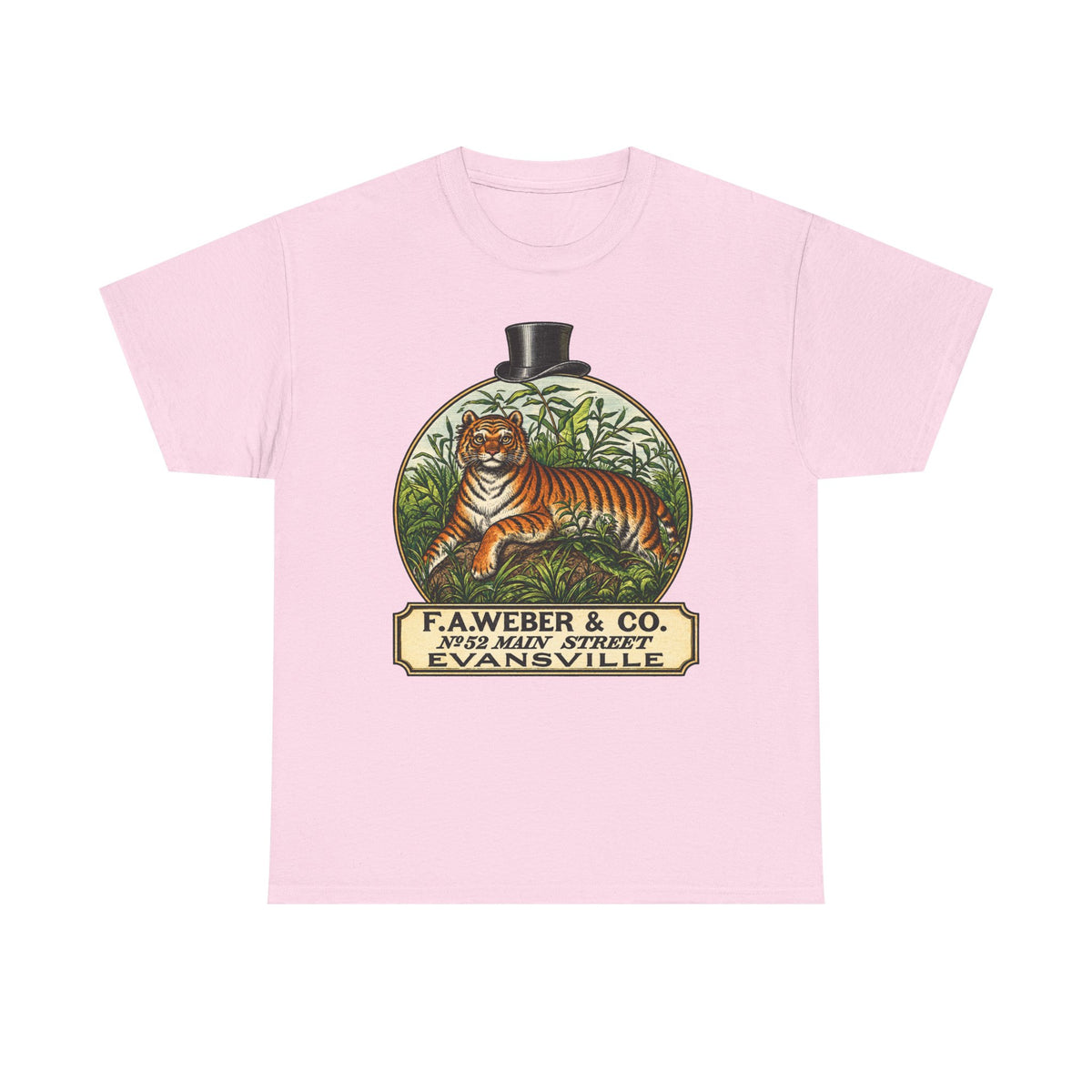 Goofy Tiger Crest Tee —1870 F.A. Weber & Co. Evansville Vintage Logo T-Shirt