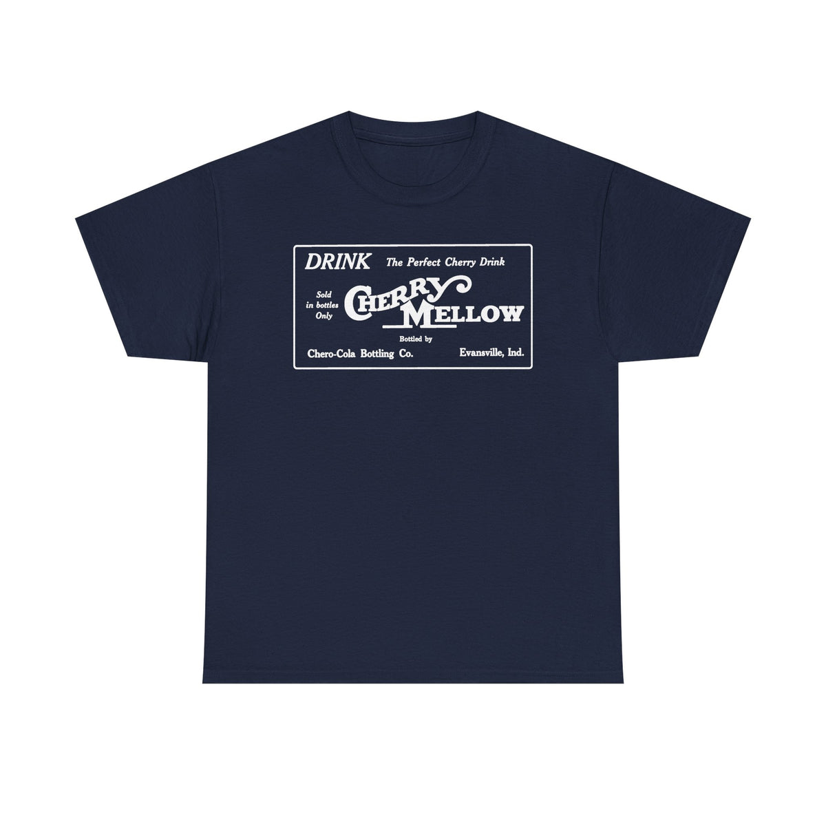 1922 Cherry Mellow Retro Beverage Logo Tee Evansville