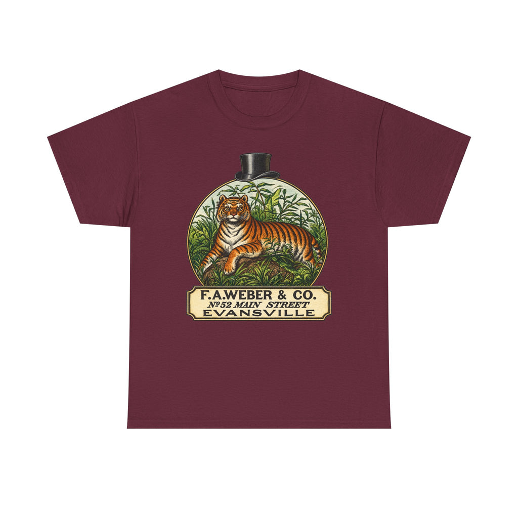 Goofy Tiger Crest Tee —1870 F.A. Weber & Co. Evansville Vintage Logo T-Shirt
