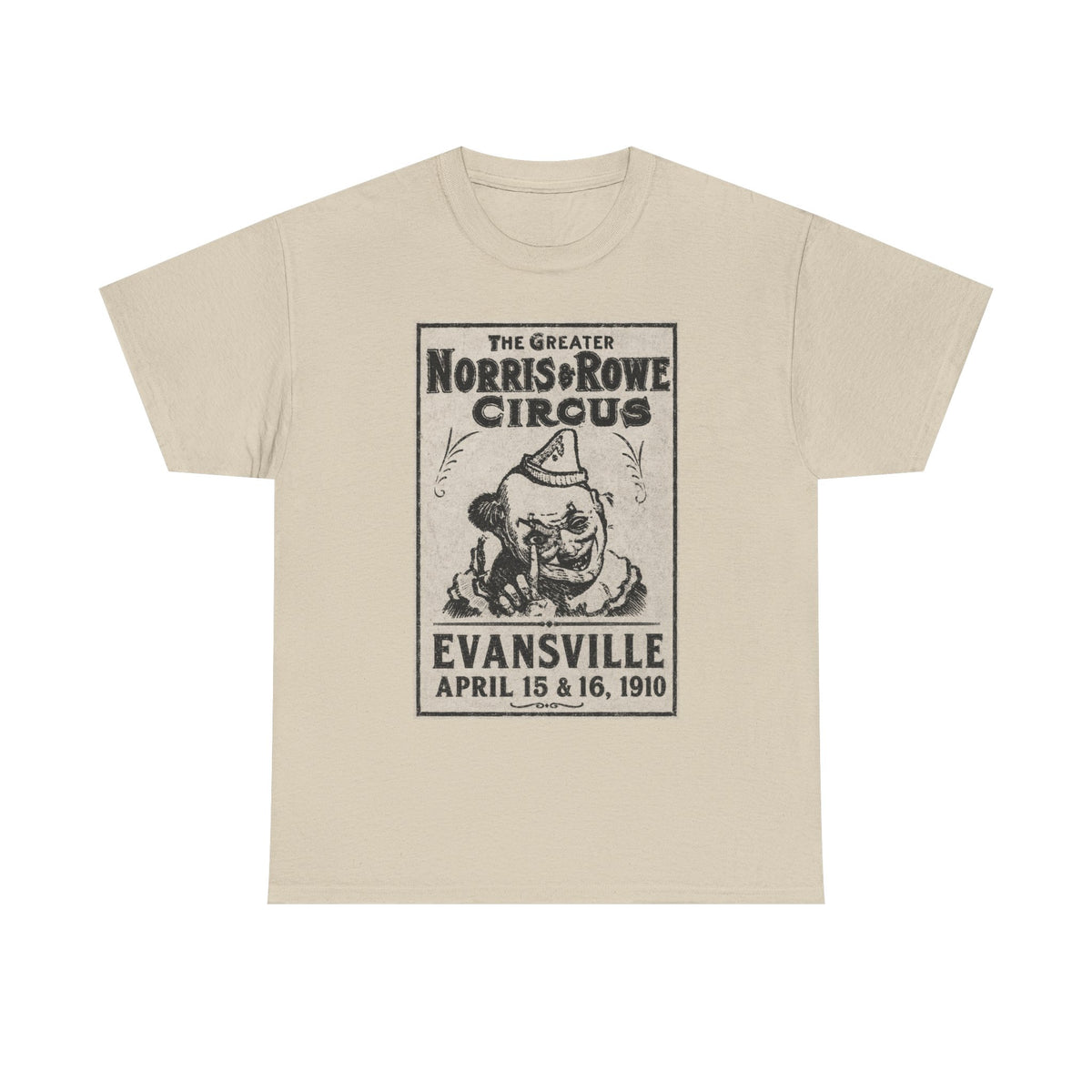 Vintage Circus T‑Shirt — The Greater Norris & Rowe Circus Evansville 1910 Poster Tee
