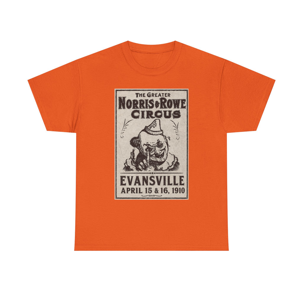 Vintage Circus T‑Shirt — The Greater Norris & Rowe Circus Evansville 1910 Poster Tee