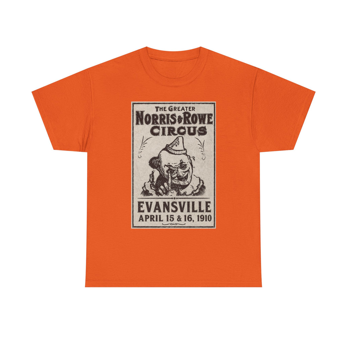 Vintage Circus T‑Shirt — The Greater Norris & Rowe Circus Evansville 1910 Poster Tee