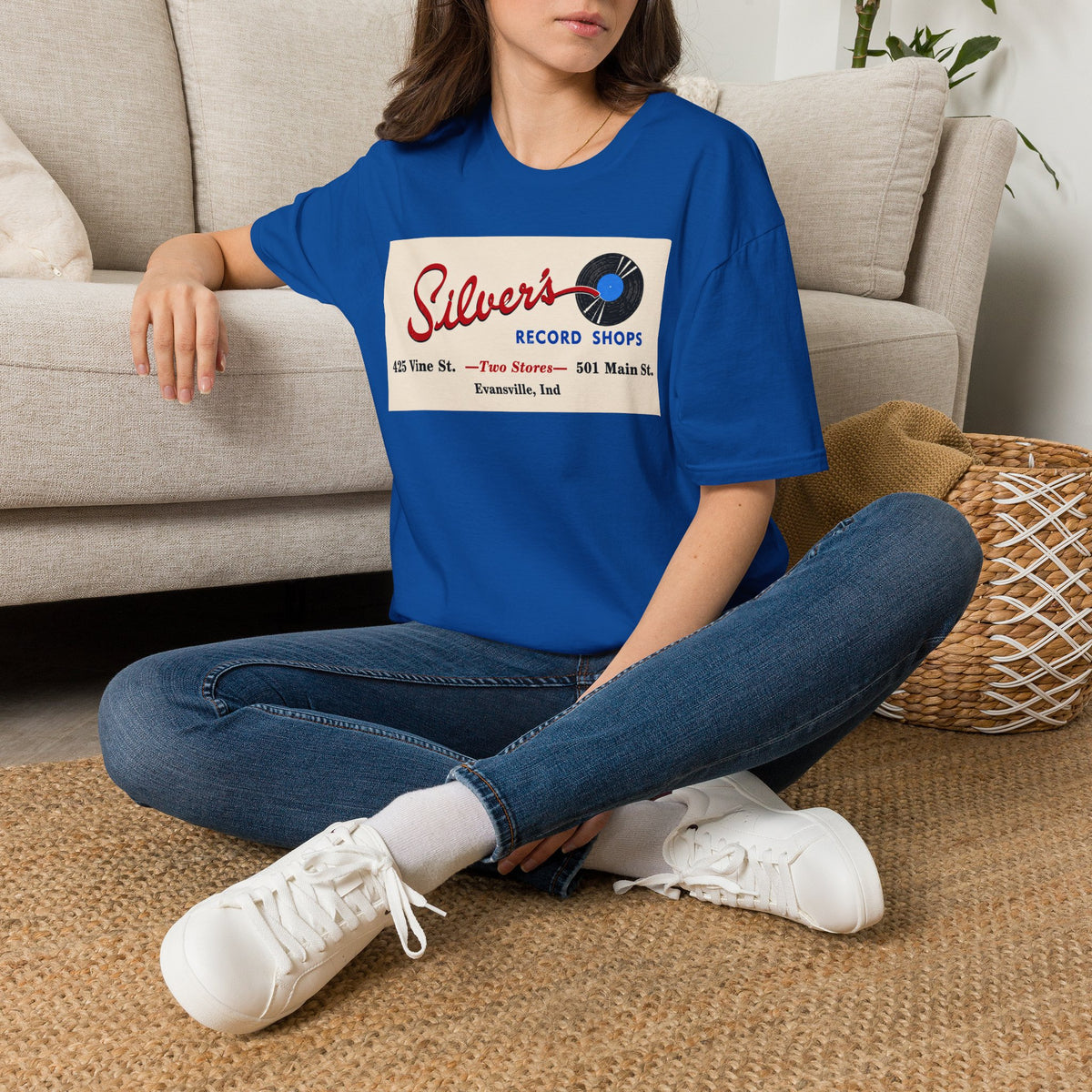 Record Shop T-Shirt — "Silver's Record Shops" Vintage Logo Tee — Evansville, Indiana