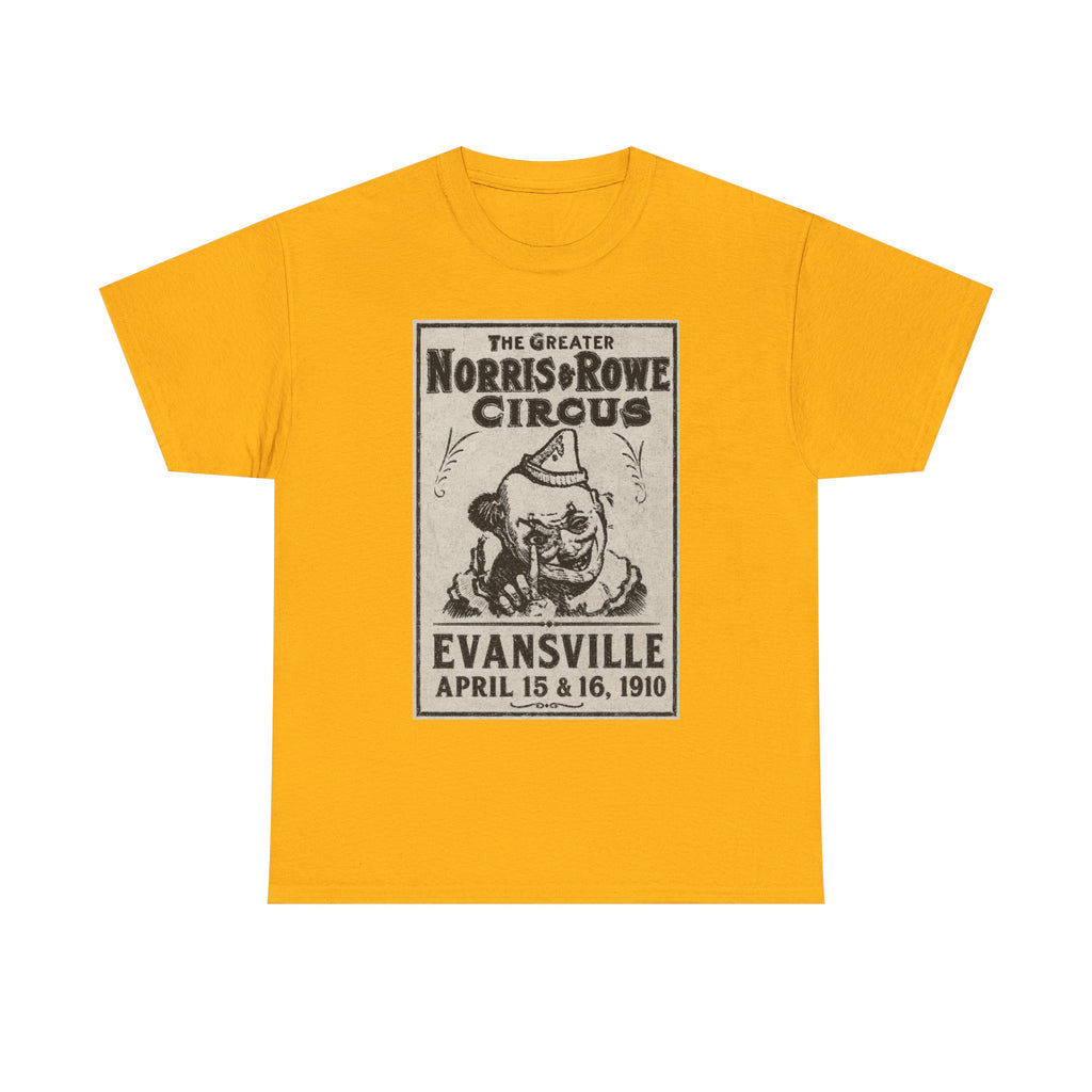 Vintage Circus T‑Shirt — The Greater Norris & Rowe Circus Evansville 1910 Poster Tee