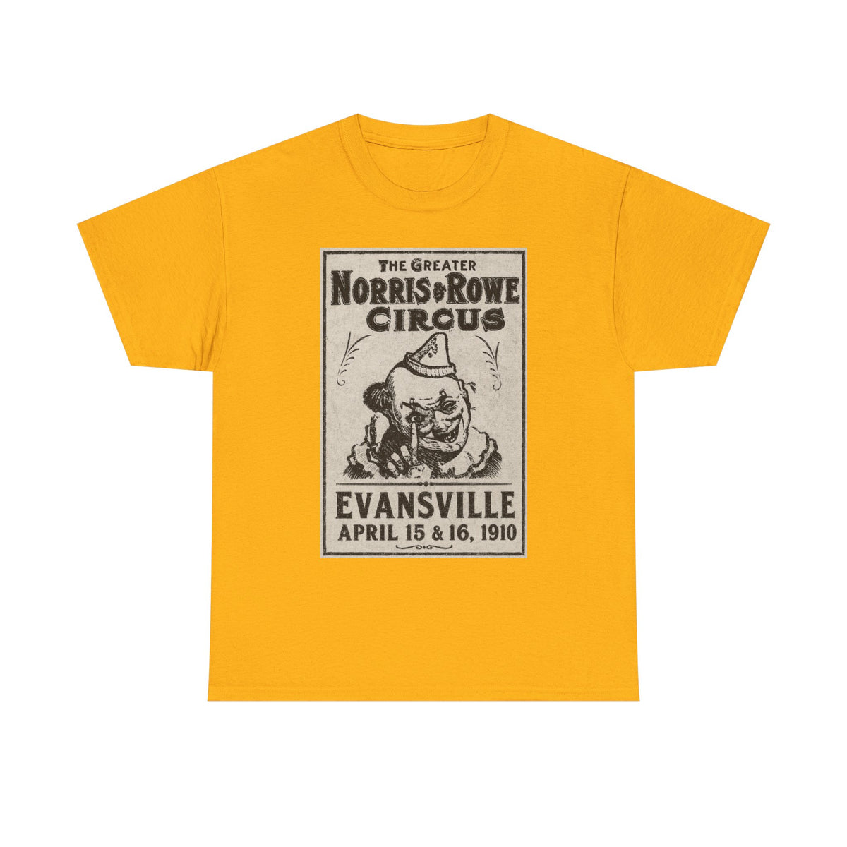 Vintage Circus T‑Shirt — The Greater Norris & Rowe Circus Evansville 1910 Poster Tee