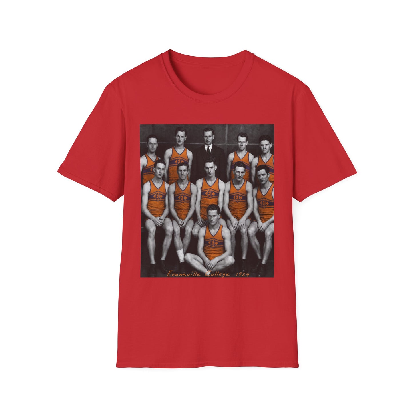 Vintage 1924 Evansville College Basketball Photo T-Shirt